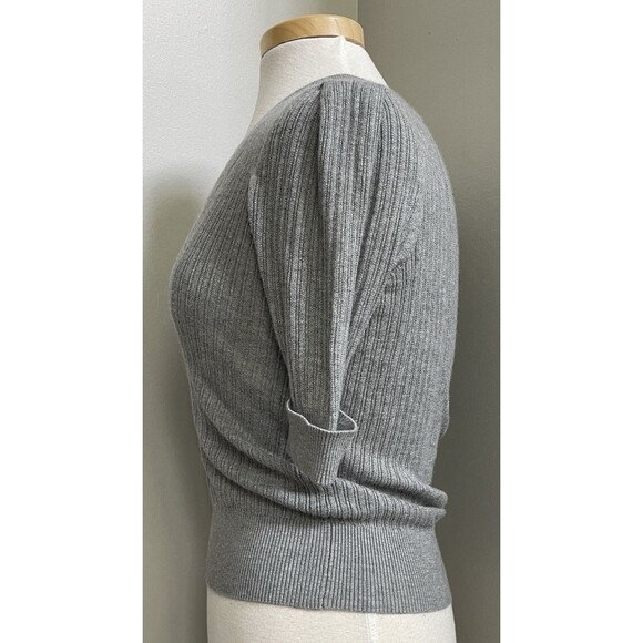 WHBM Ladies XS Gray Cashmere Blend Vneck Elbow Length Sleeve Sweater - Picture 4 of 9